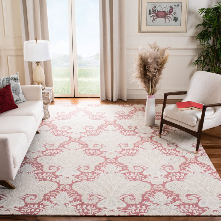 SAFAVIEH Micro-Loop MLP539U Handmade Pink / Beige Rug Image 1