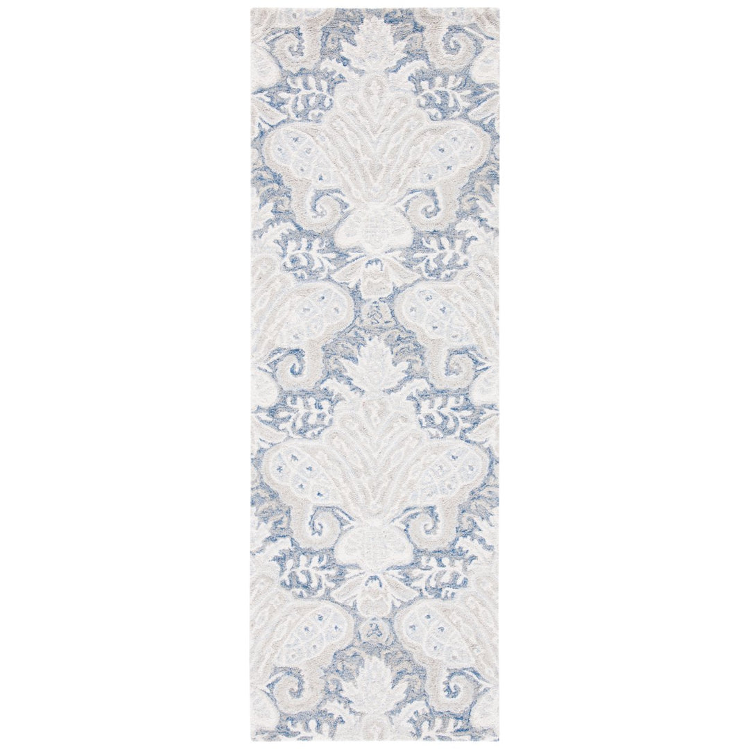 SAFAVIEH Micro-Loop MLP539M Handmade Blue / Ivory Rug Image 1