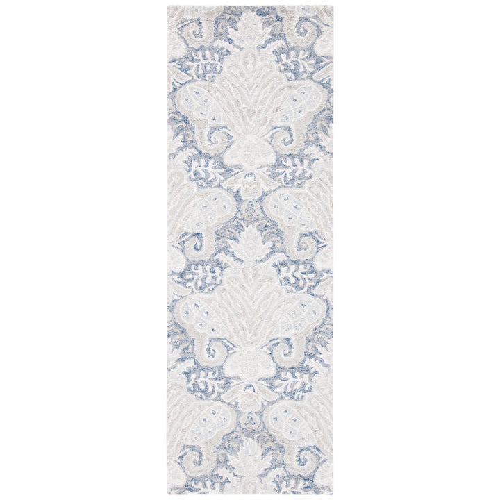 SAFAVIEH Micro-Loop MLP539M Handmade Blue / Ivory Rug Image 1