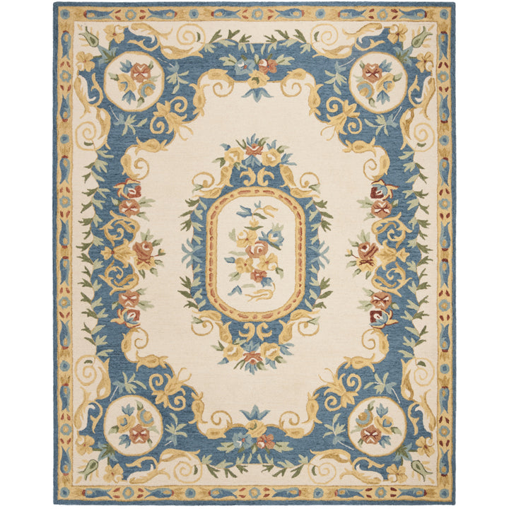 SAFAVIEH Micro-Loop MLP601A Handmade Cream / Blue Rug Image 1