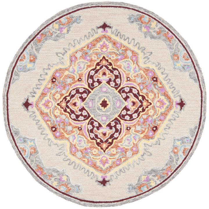 SAFAVIEH Micro-Loop Collection MLP551B Beige / Orange Rug Image 1