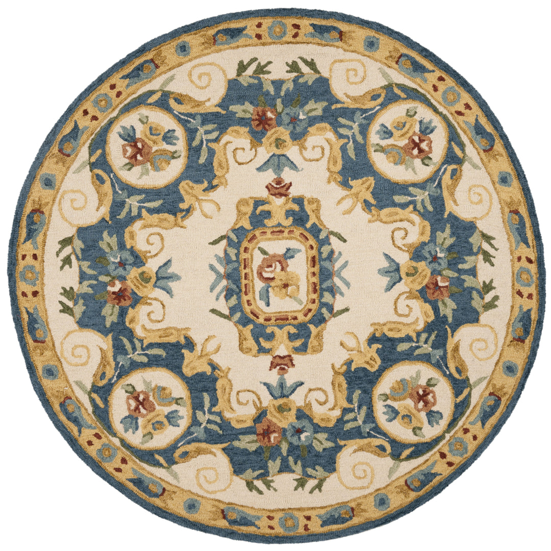 SAFAVIEH Micro-Loop MLP601A Handmade Cream / Blue Rug Image 4