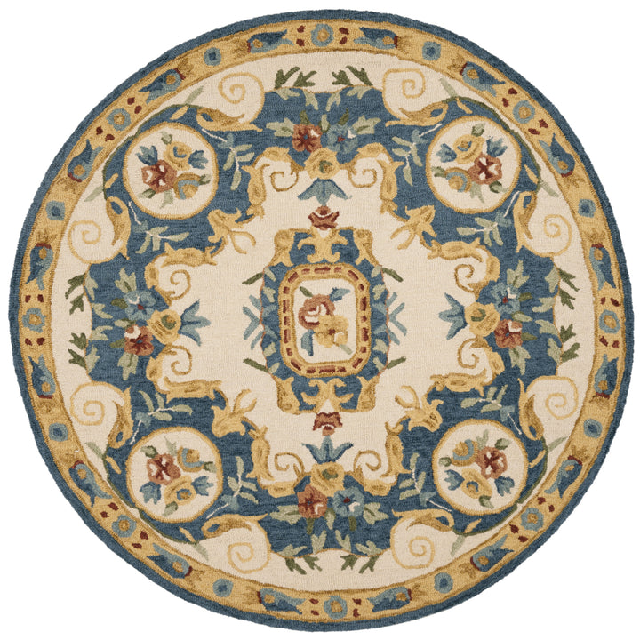 SAFAVIEH Micro-Loop MLP601A Handmade Cream / Blue Rug Image 4