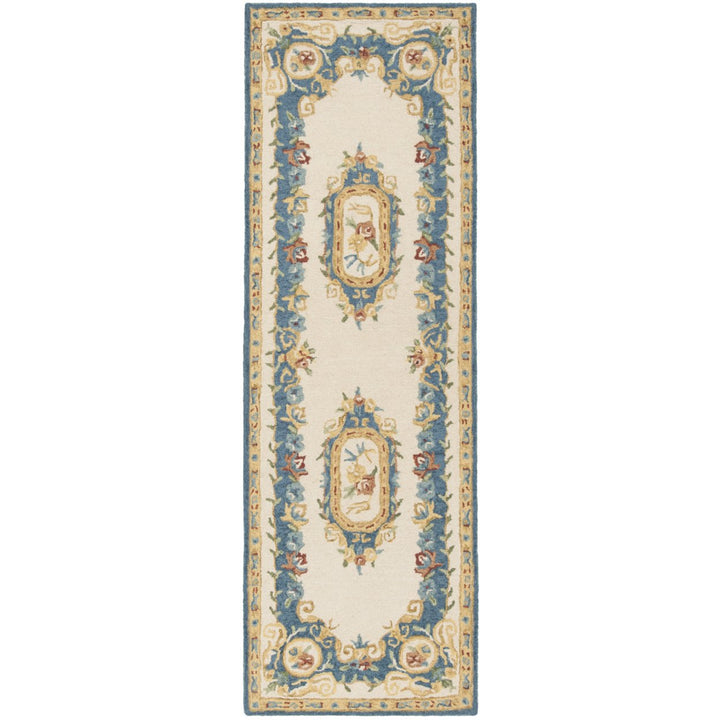 SAFAVIEH Micro-Loop MLP601A Handmade Cream / Blue Rug Image 5