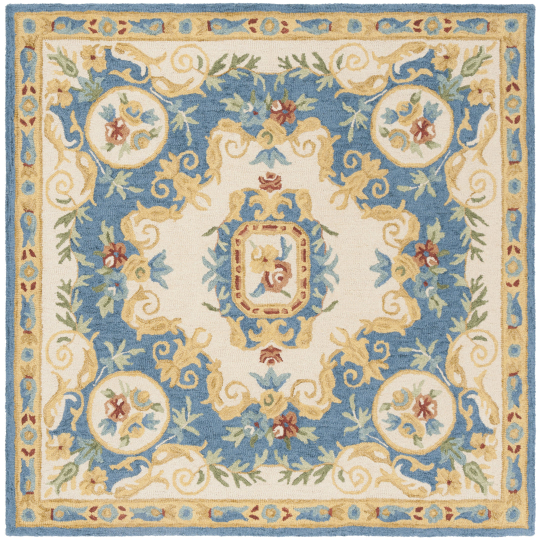 SAFAVIEH Micro-Loop MLP601A Handmade Cream / Blue Rug Image 6