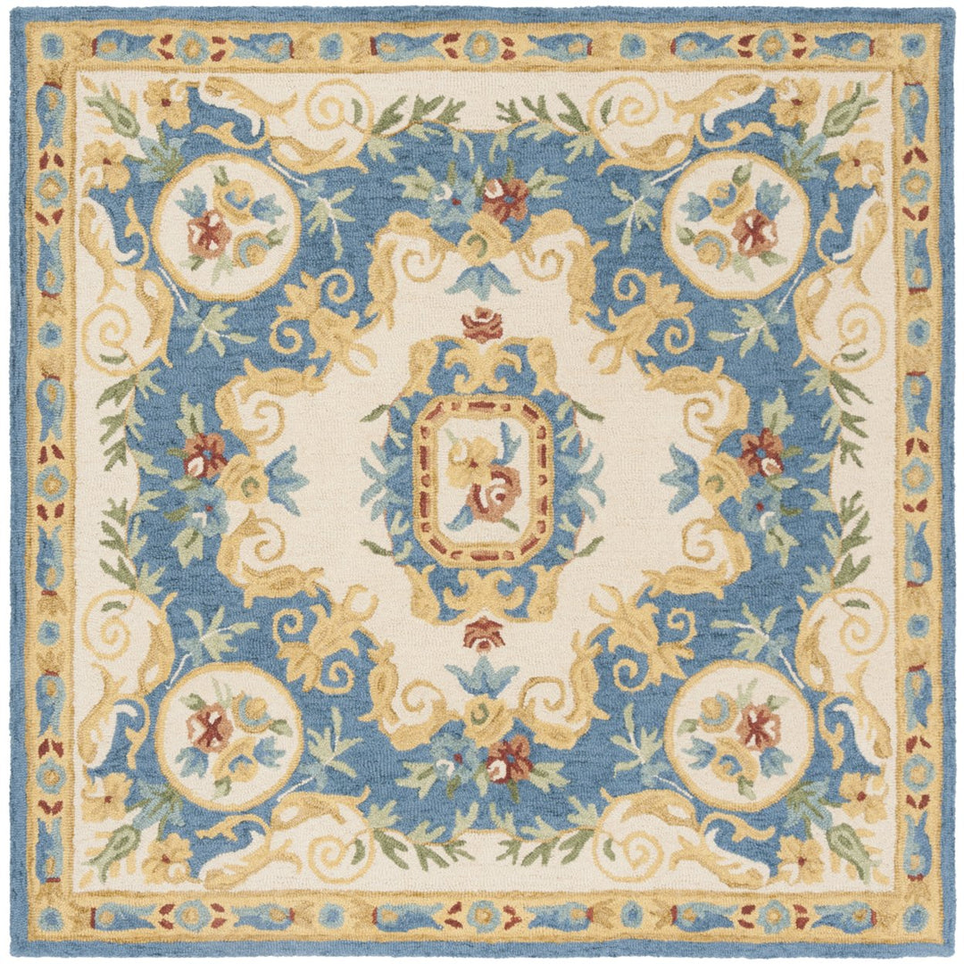 SAFAVIEH Micro-Loop MLP601A Handmade Cream / Blue Rug Image 1