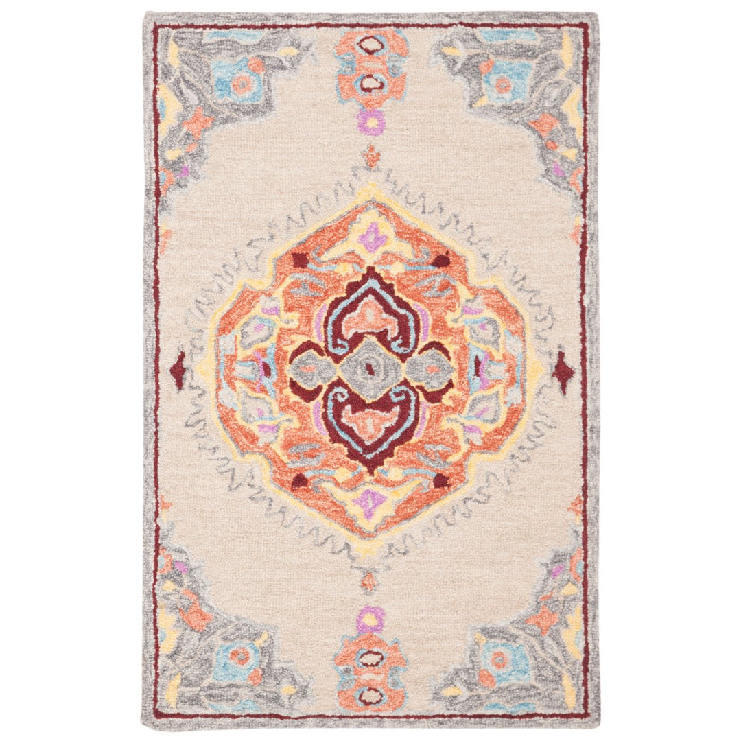 SAFAVIEH Micro-Loop Collection MLP551B Beige / Orange Rug Image 1