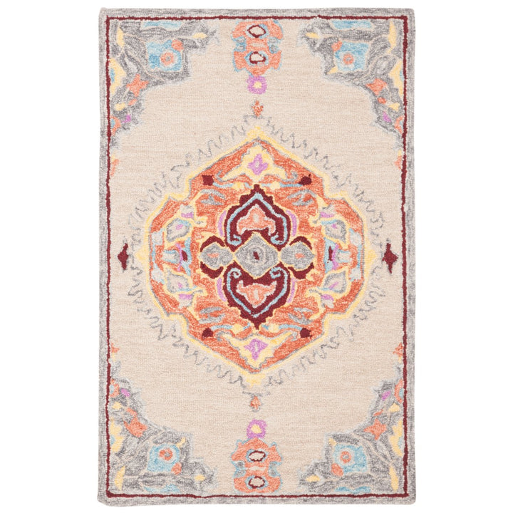 SAFAVIEH Micro-Loop Collection MLP551B Beige / Orange Rug Image 1