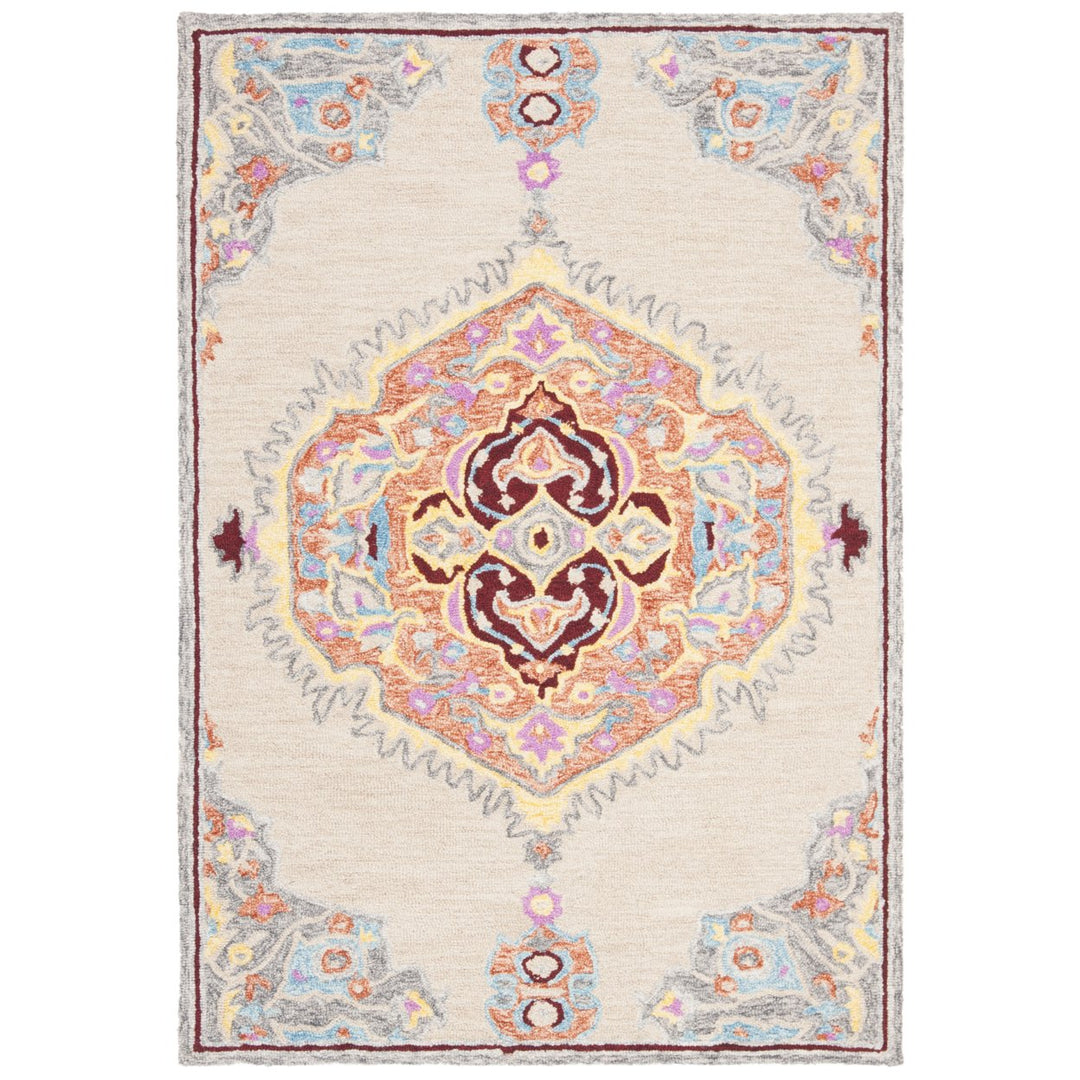 SAFAVIEH Micro-Loop Collection MLP551B Beige / Orange Rug Image 1