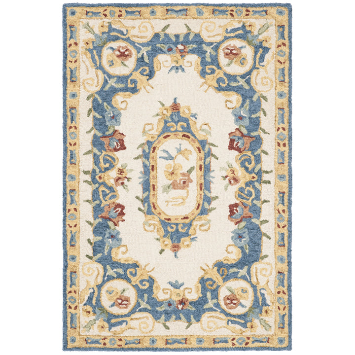 SAFAVIEH Micro-Loop MLP601A Handmade Cream / Blue Rug Image 8