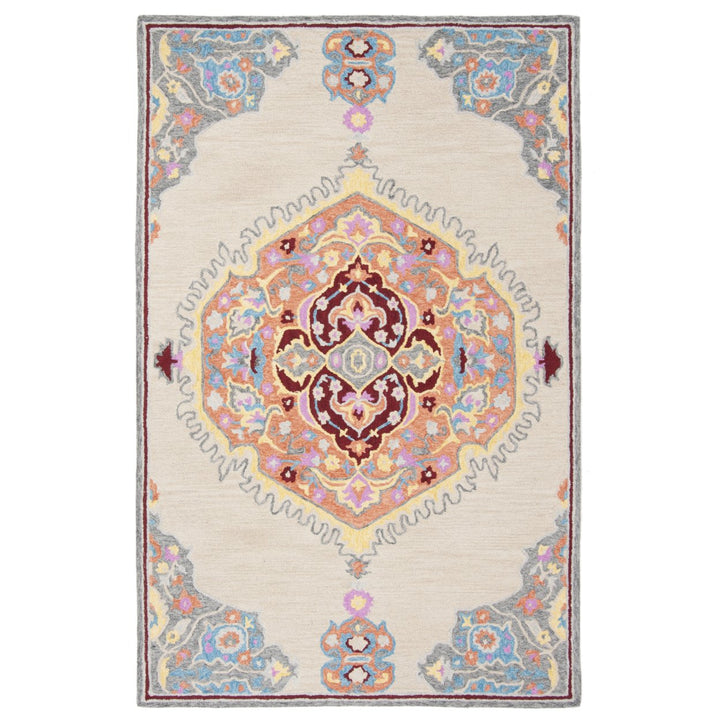 SAFAVIEH Micro-Loop Collection MLP551B Beige / Orange Rug Image 1