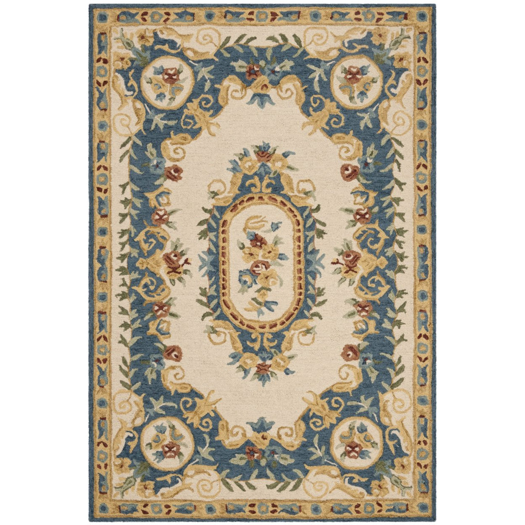 SAFAVIEH Micro-Loop MLP601A Handmade Cream / Blue Rug Image 9