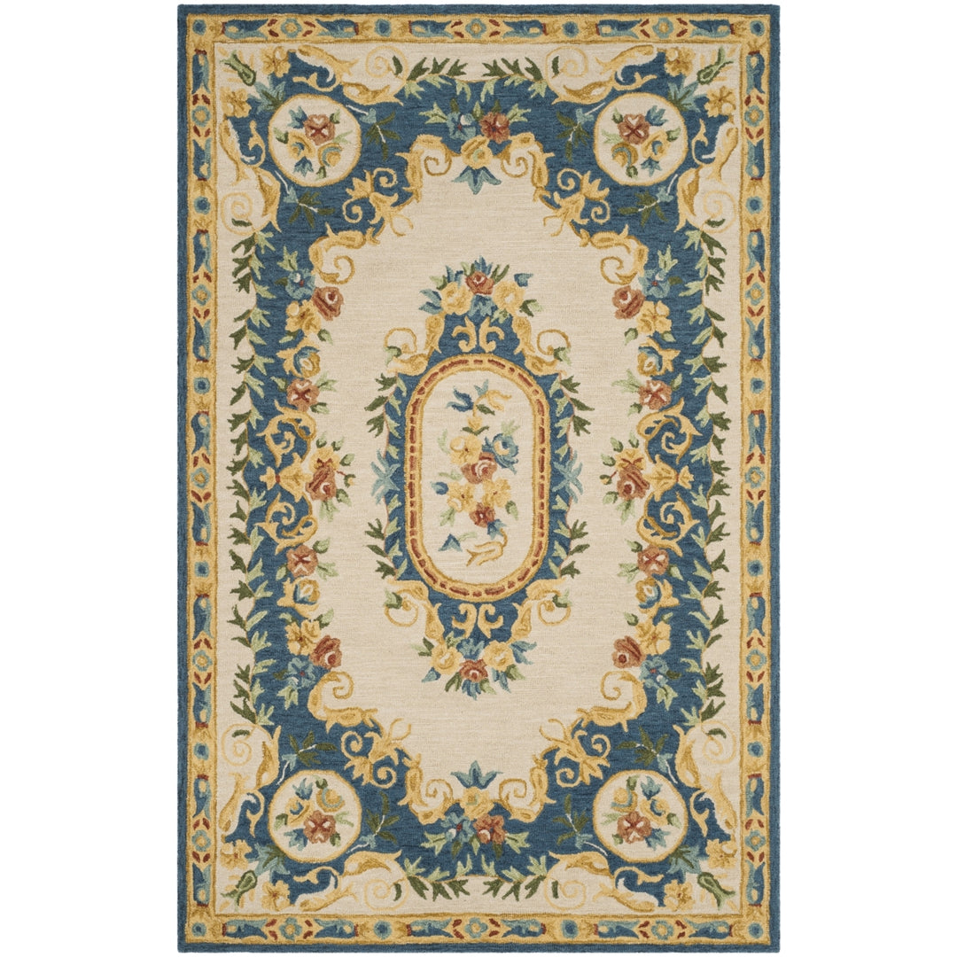 SAFAVIEH Micro-Loop MLP601A Handmade Cream / Blue Rug Image 10