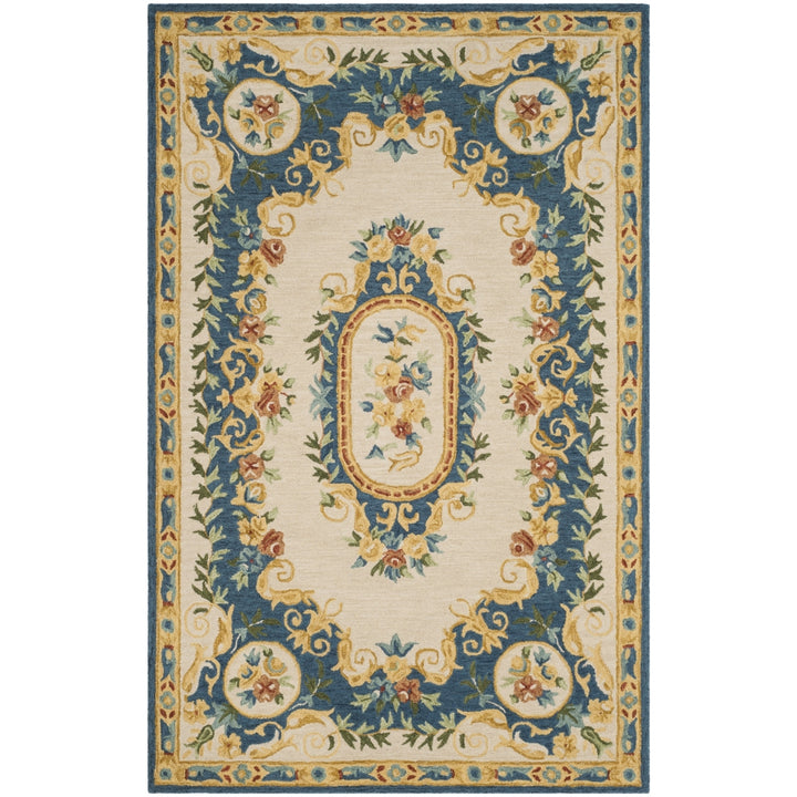 SAFAVIEH Micro-Loop MLP601A Handmade Cream / Blue Rug Image 10