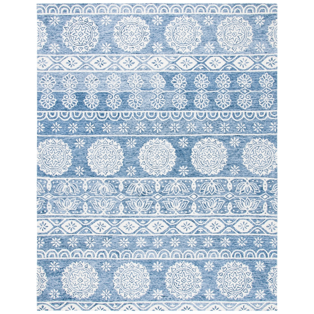 SAFAVIEH Micro-Loop MLP607M Handmade Blue / Ivory Rug Image 1