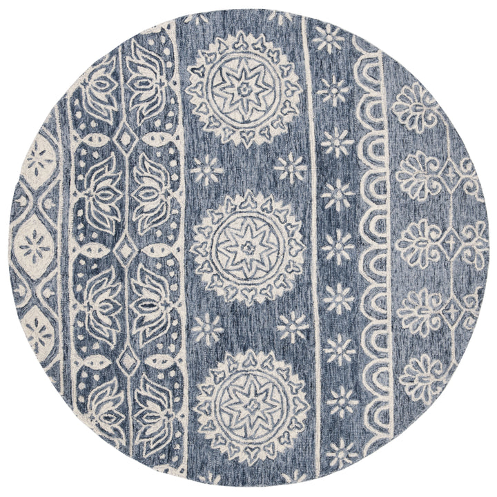 SAFAVIEH Micro-Loop MLP607M Handmade Blue / Ivory Rug Image 4