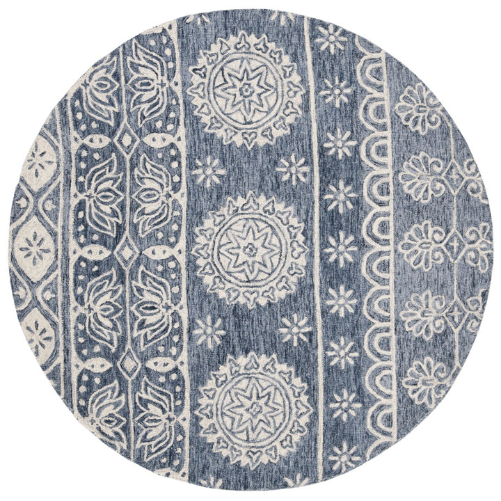 SAFAVIEH Micro-Loop MLP607M Handmade Blue / Ivory Rug Image 1