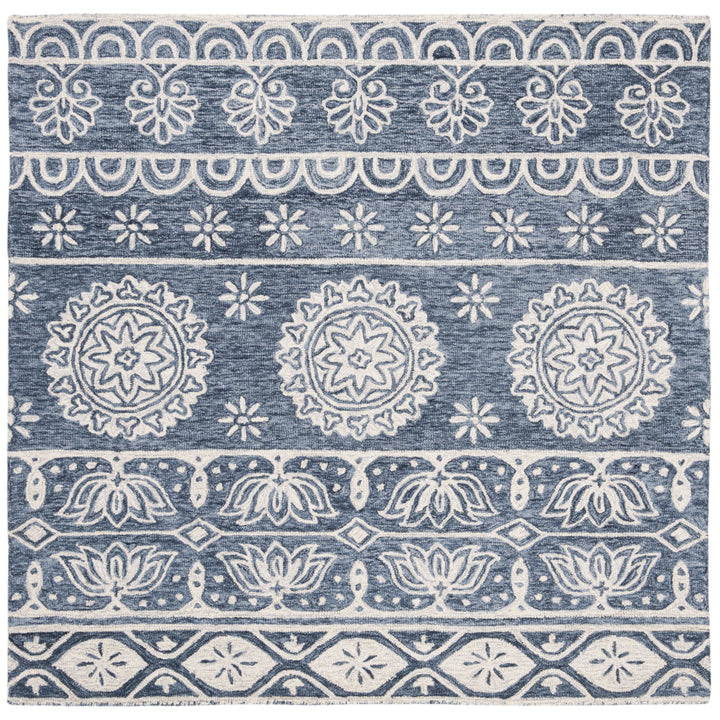 SAFAVIEH Micro-Loop MLP607M Handmade Blue / Ivory Rug Image 6