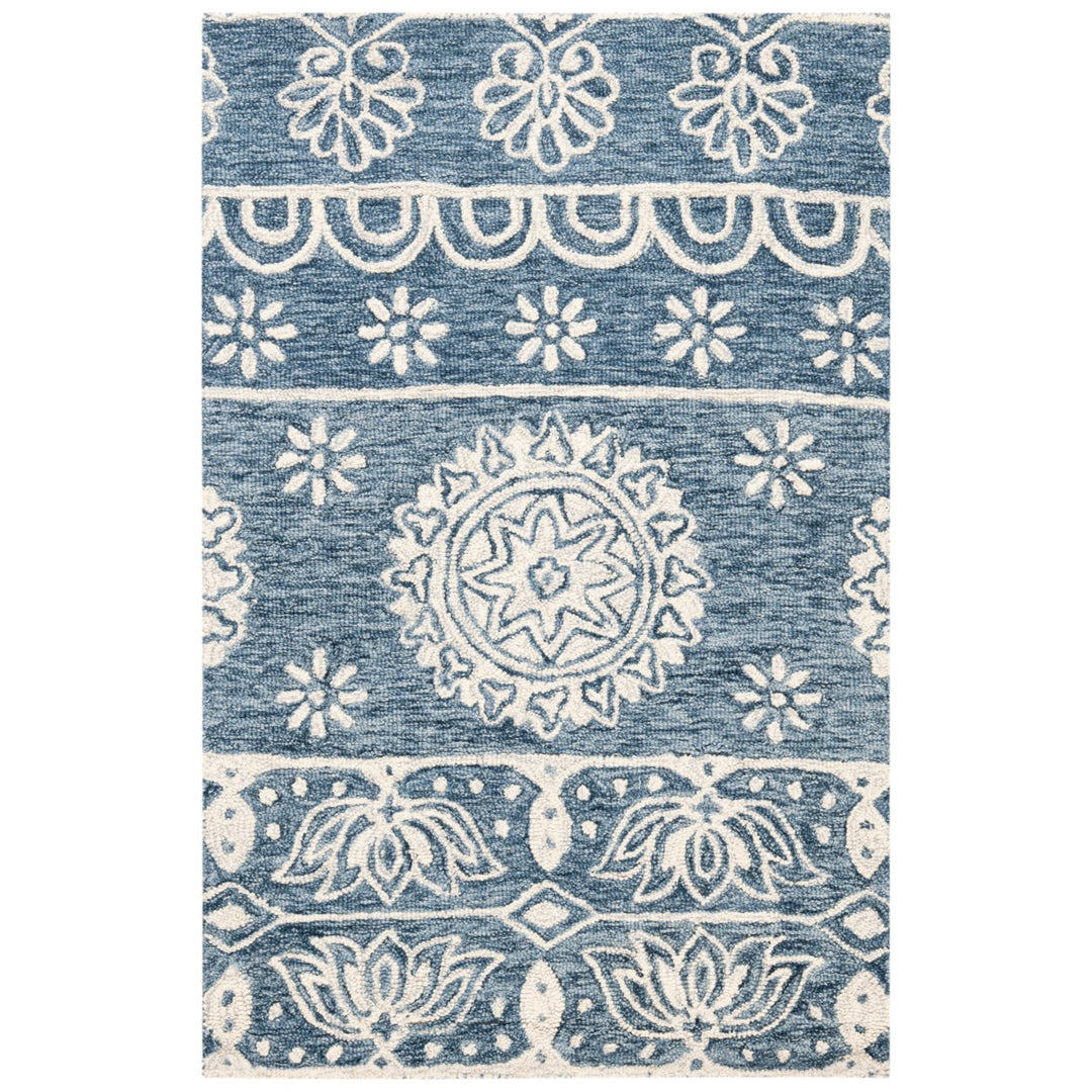 SAFAVIEH Micro-Loop MLP607M Handmade Blue / Ivory Rug Image 1