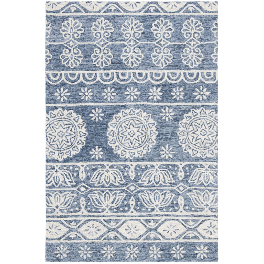 SAFAVIEH Micro-Loop MLP607M Handmade Blue / Ivory Rug Image 9