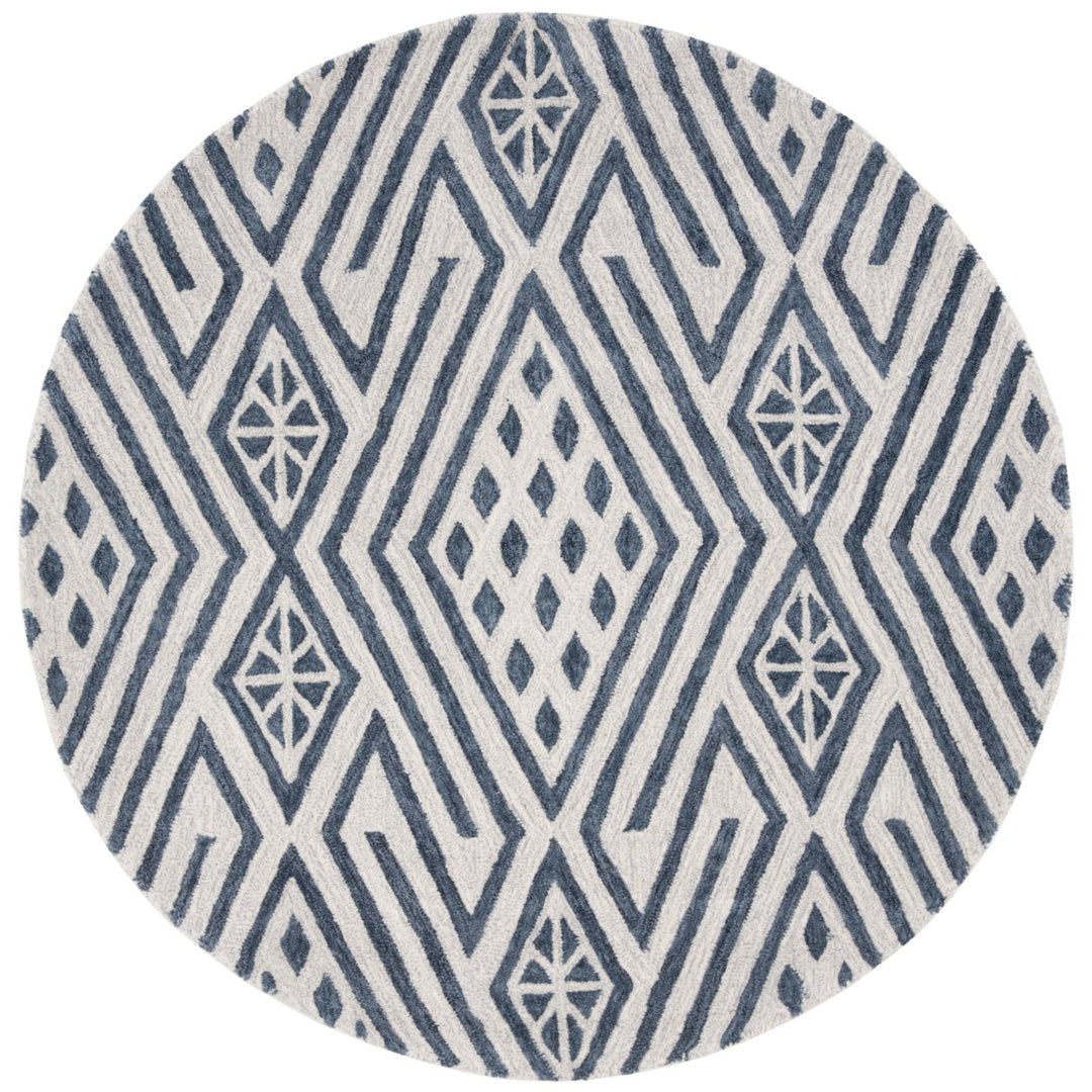 SAFAVIEH Micro-Loop Collection MLP611M Blue / Ivory Rug Image 1