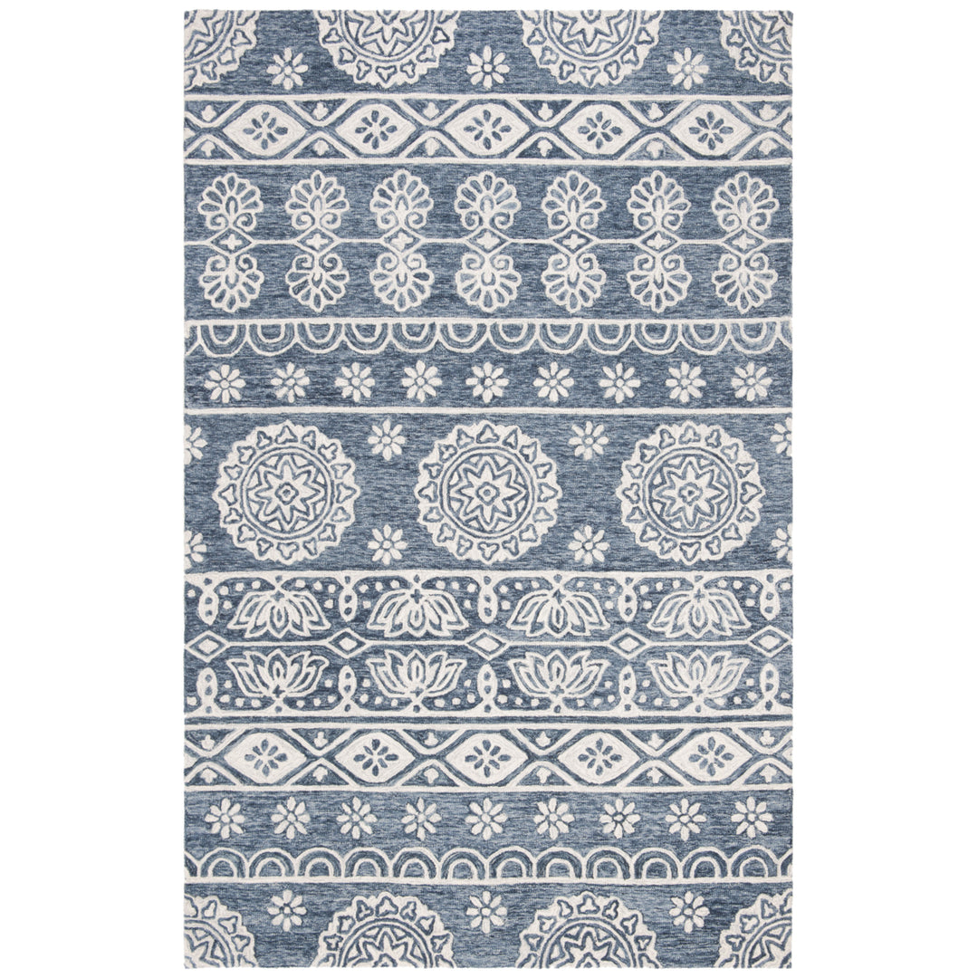 SAFAVIEH Micro-Loop MLP607M Handmade Blue / Ivory Rug Image 10