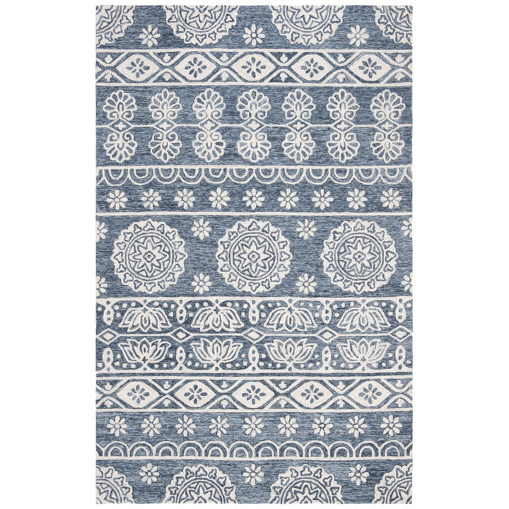 SAFAVIEH Micro-Loop MLP607M Handmade Blue / Ivory Rug Image 1