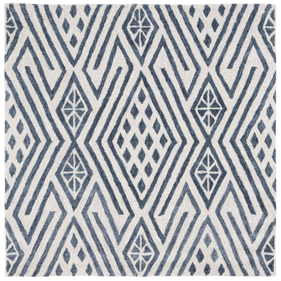 SAFAVIEH Micro-Loop Collection MLP611M Blue / Ivory Rug Image 1