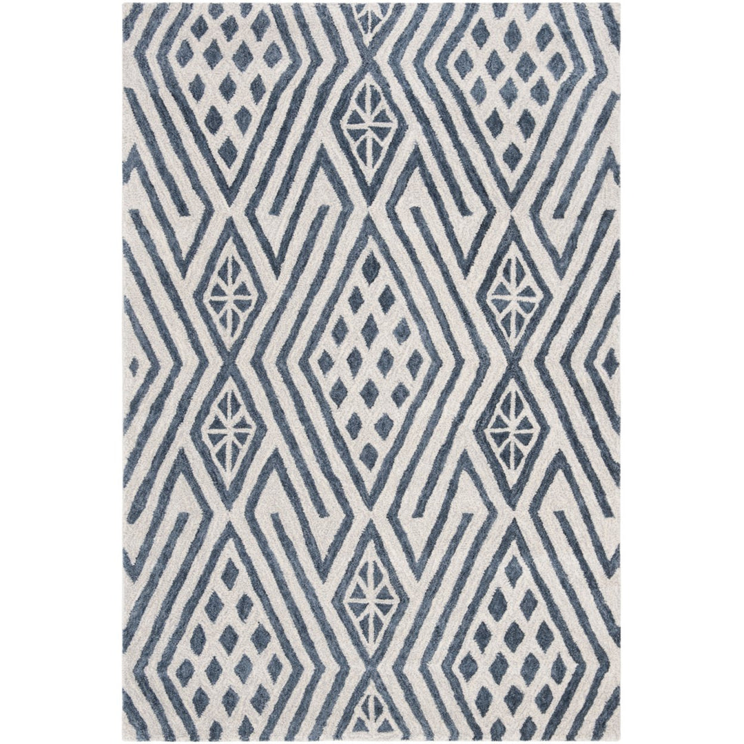 SAFAVIEH Micro-Loop Collection MLP611M Blue / Ivory Rug Image 1