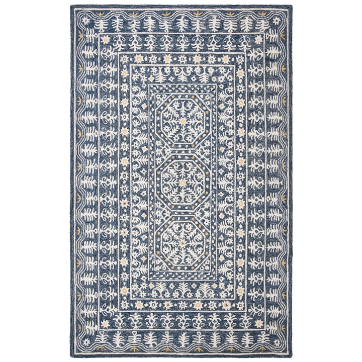 SAFAVIEH Micro-Loop MLP619M Handmade Blue / Ivory Rug Image 1