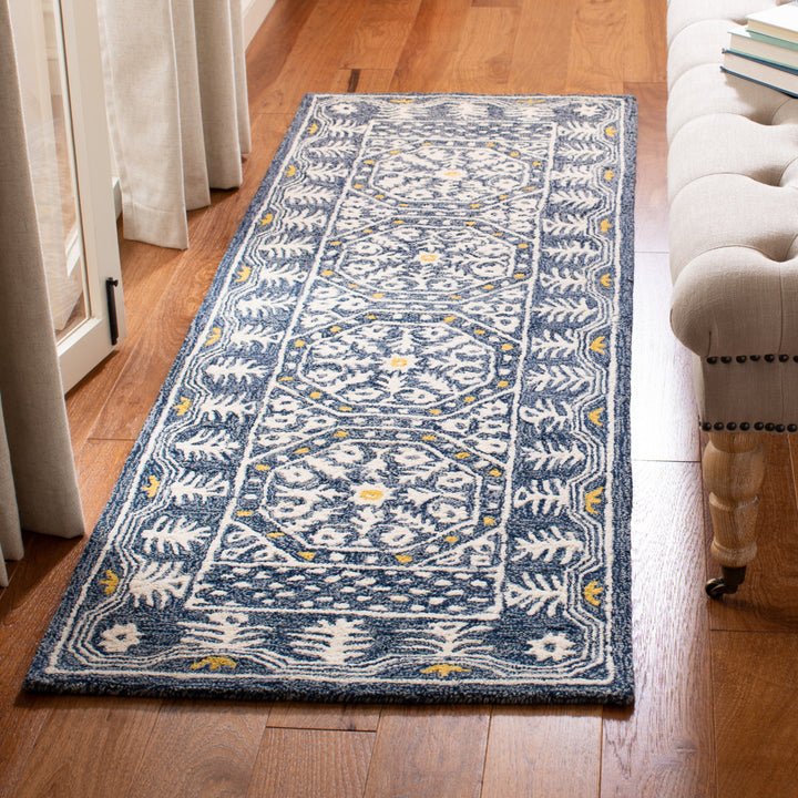 SAFAVIEH Micro-Loop MLP619M Handmade Blue / Ivory Rug Image 2