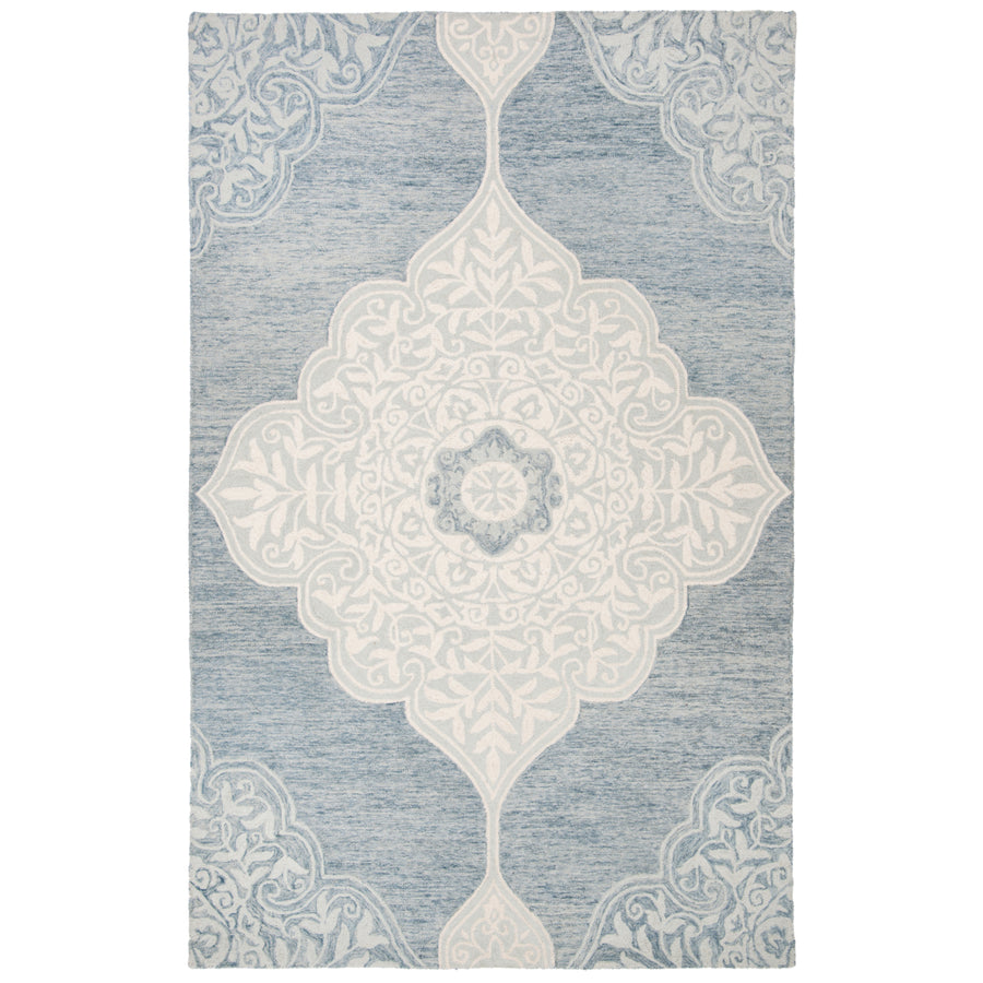 SAFAVIEH Micro-Loop MLP620M Handmade Blue / Ivory Rug Image 1