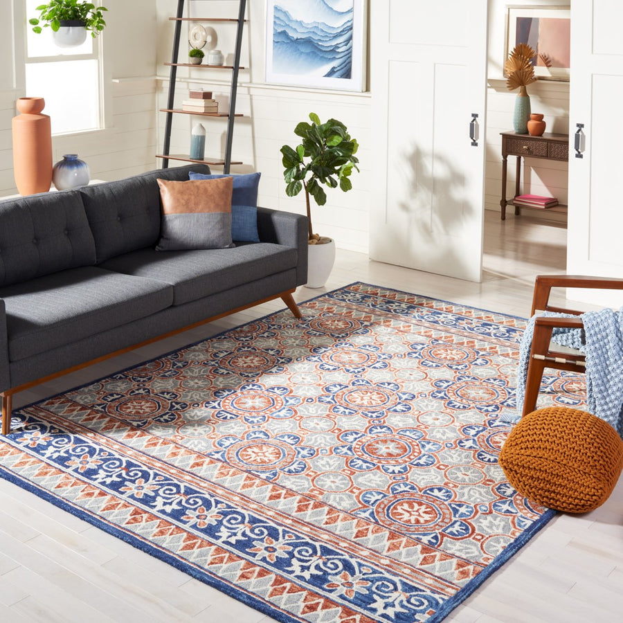 SAFAVIEH Micro-Loop MLP635T Handmade Brown / Blue Rug Image 1