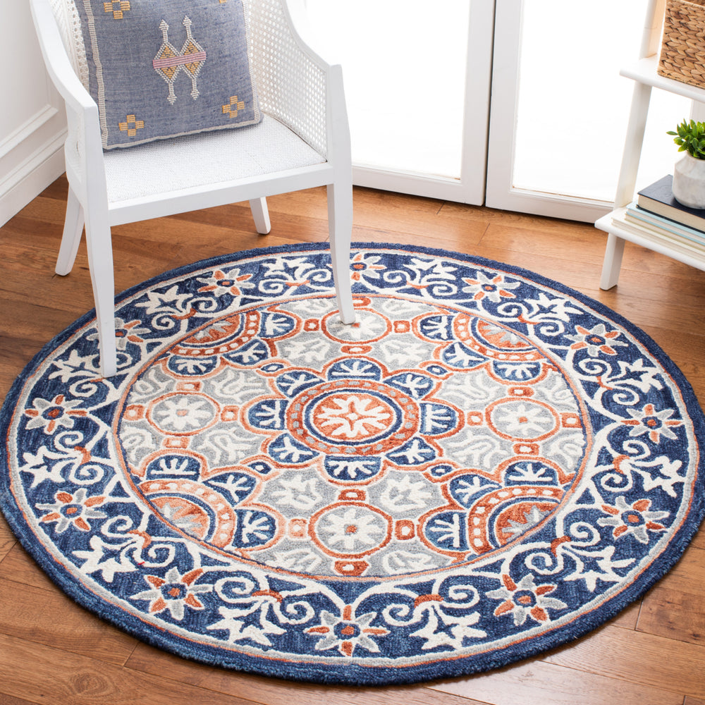 SAFAVIEH Micro-Loop MLP635T Handmade Brown / Blue Rug Image 2