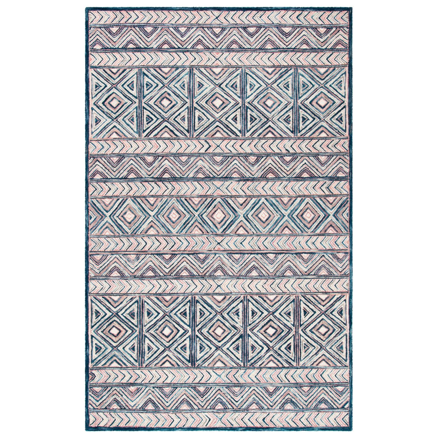 SAFAVIEH Micro-Loop MLP637U Handmade Pink / Blue Rug Image 1