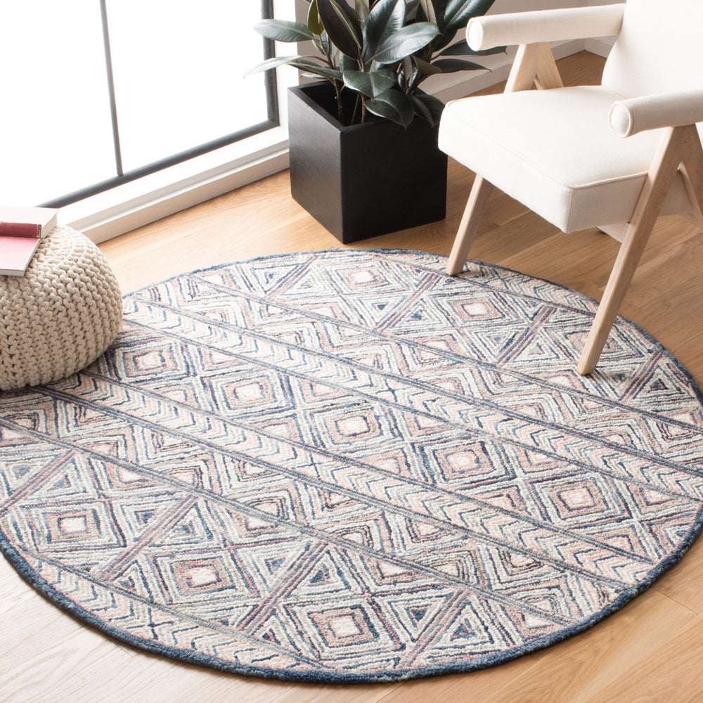 SAFAVIEH Micro-Loop MLP637U Handmade Pink / Blue Rug Image 2