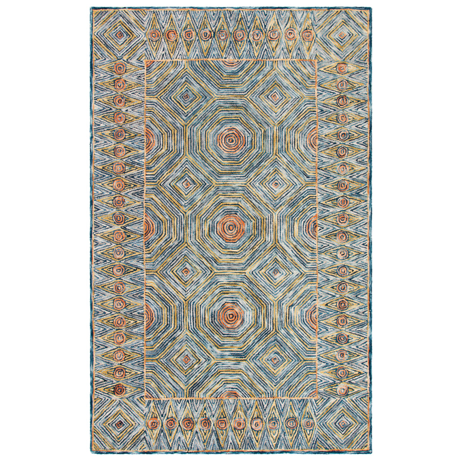 SAFAVIEH Micro-Loop MLP638Y Handmade Green / Blue Rug Image 1