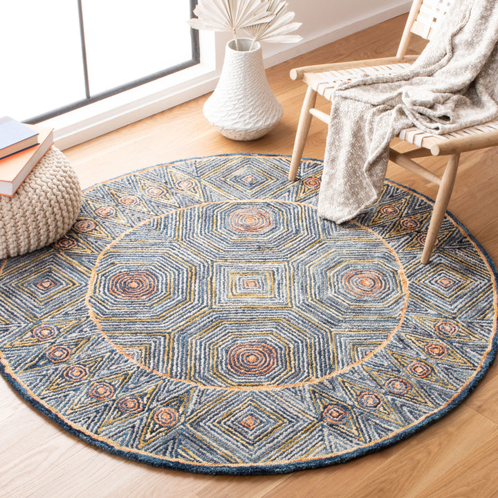 SAFAVIEH Micro-Loop MLP638Y Handmade Green / Blue Rug Image 2