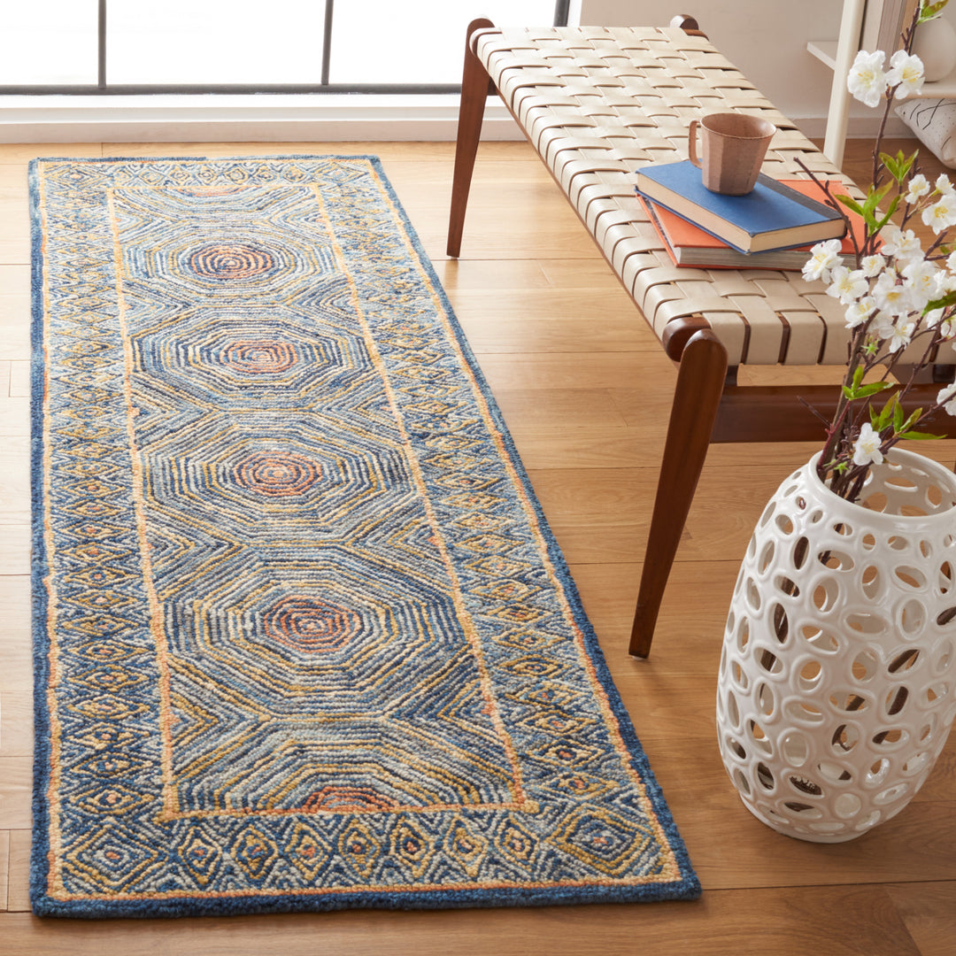 SAFAVIEH Micro-Loop MLP638Y Handmade Green / Blue Rug Image 3