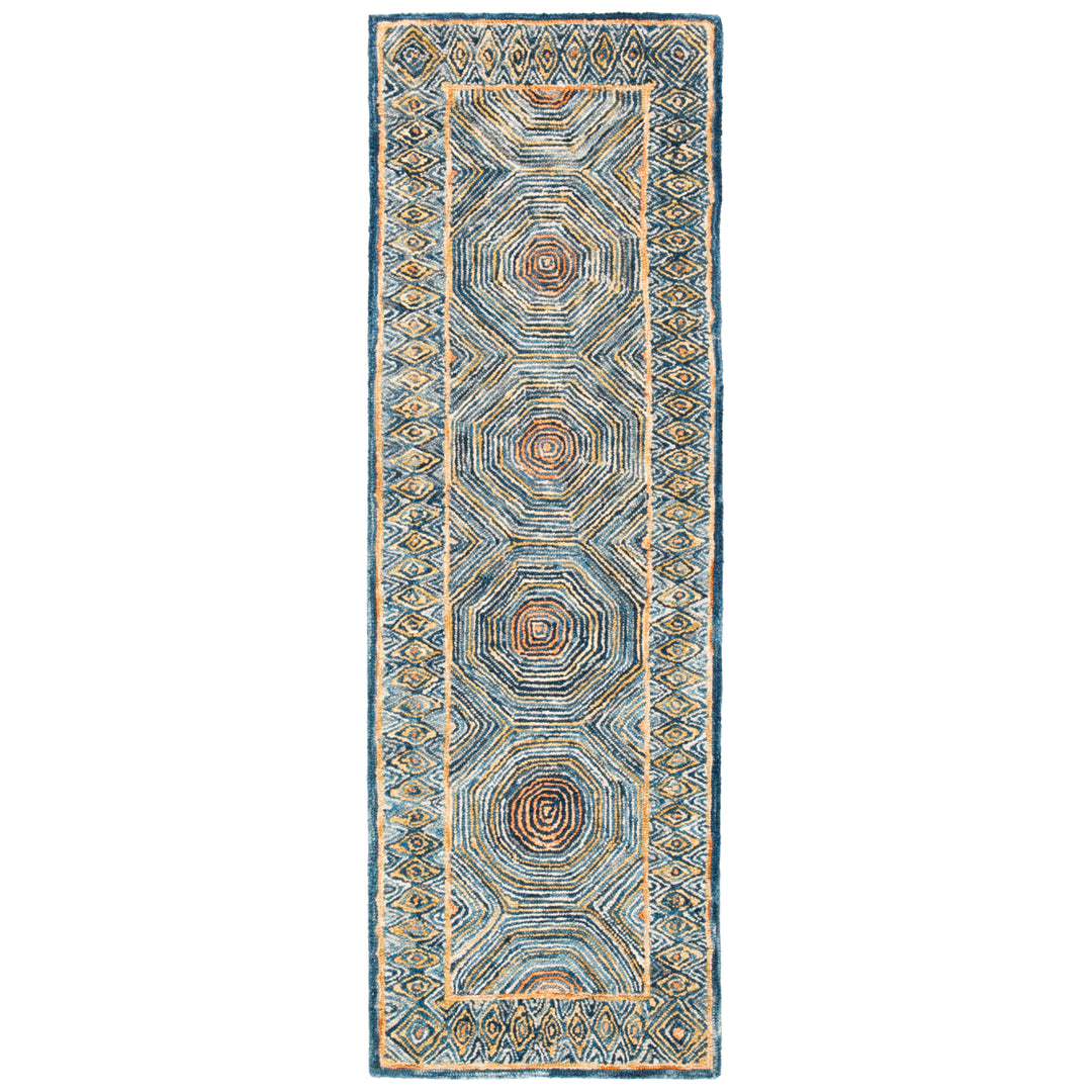 SAFAVIEH Micro-Loop MLP638Y Handmade Green / Blue Rug Image 5