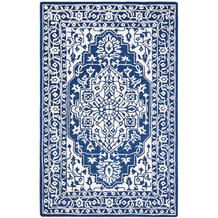 SAFAVIEH Micro-Loop Collection MLP648N Navy / Ivory Rug Image 1