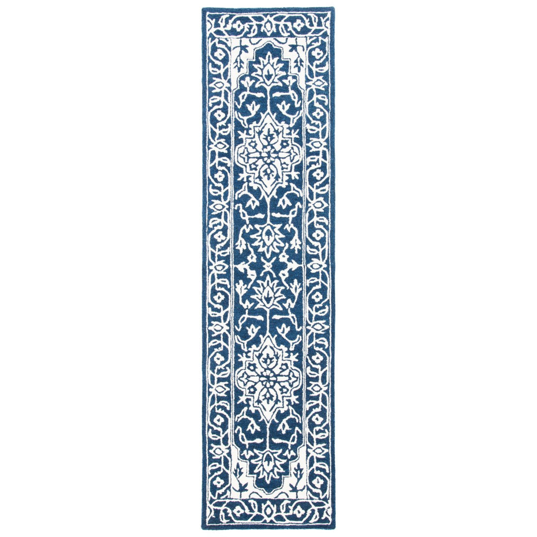 SAFAVIEH Micro-Loop Collection MLP648N Navy / Ivory Rug Image 5