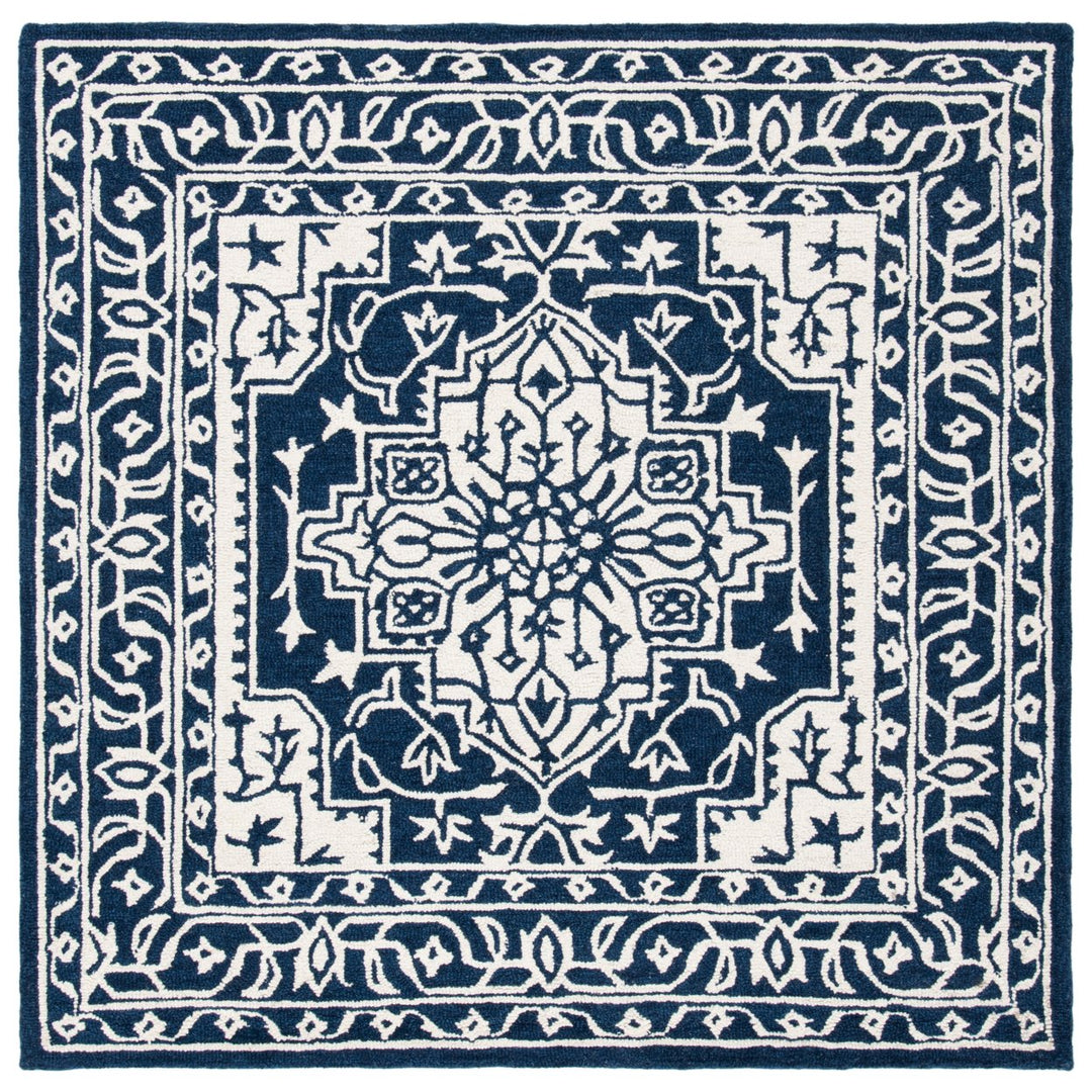 SAFAVIEH Micro-Loop Collection MLP648N Navy / Ivory Rug Image 1