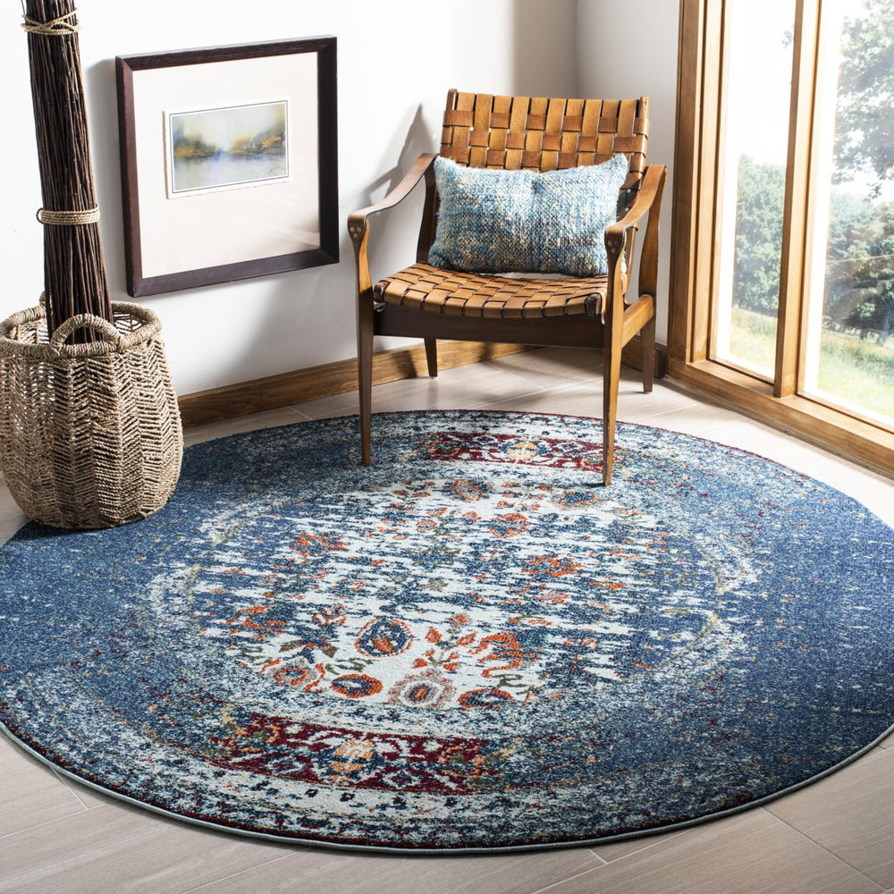 SAFAVIEH Monaco Collection MNC208V Blue / Ivory Rug Image 2