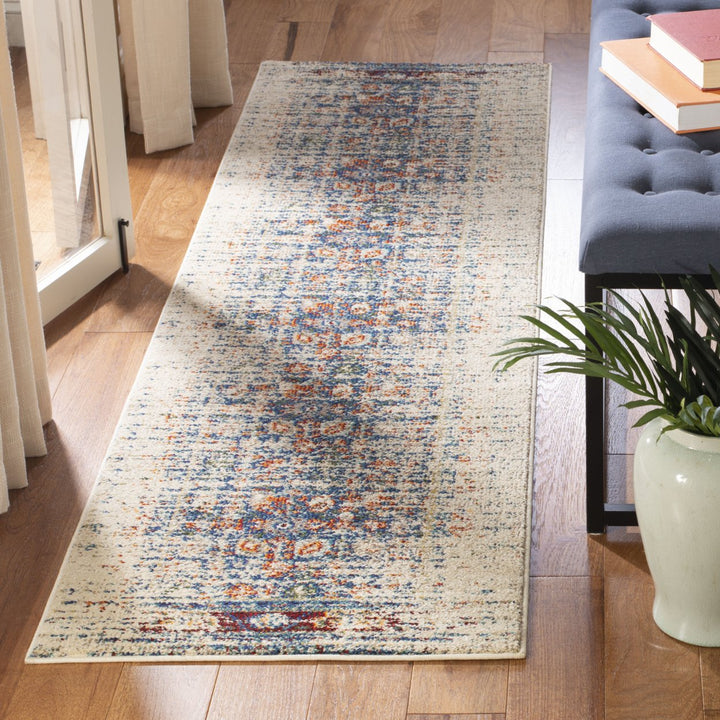 SAFAVIEH Monaco Collection MNC208M Ivory / Blue Rug Image 3