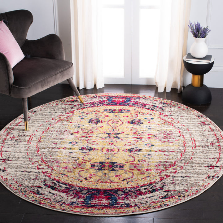 SAFAVIEH Monaco Collection MNC209R Ivory / Pink Rug Image 2