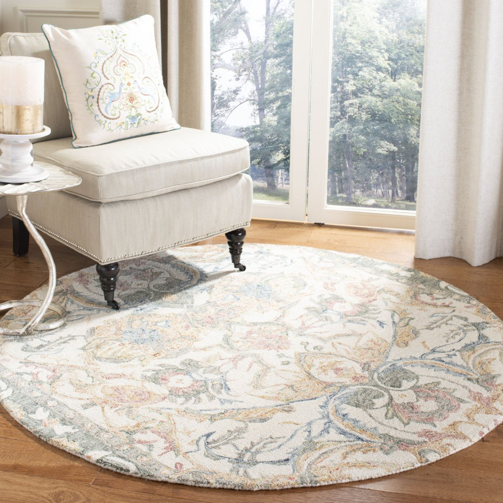 SAFAVIEH Micro-Loop MLP901M Handmade Ivory / Blue Rug Image 2