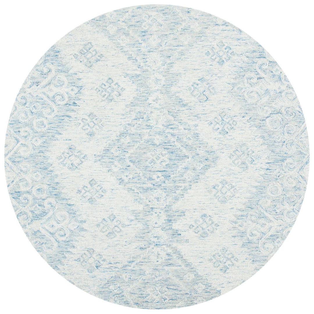 SAFAVIEH Micro-Loop MLP951A Handmade Ivory / Blue Rug Image 1