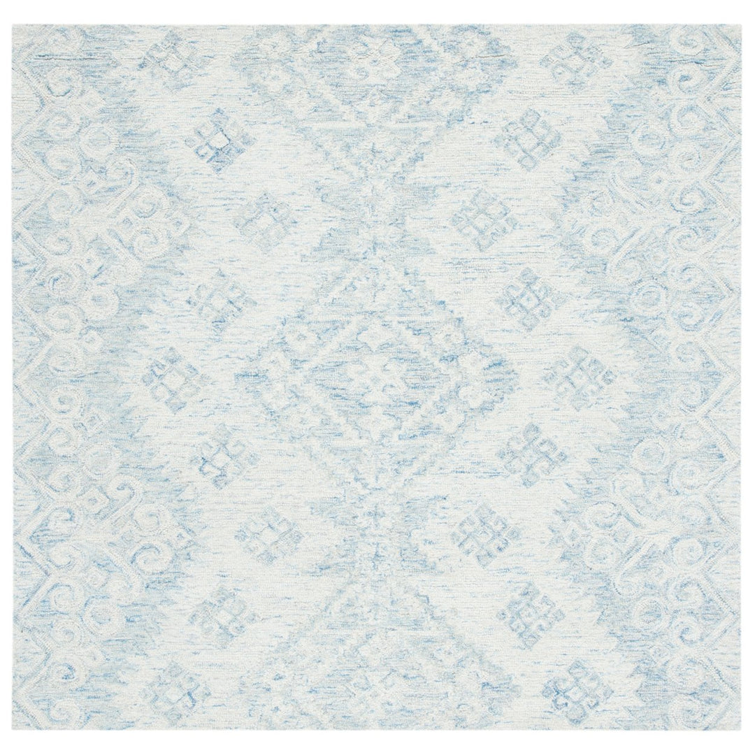 SAFAVIEH Micro-Loop MLP951A Handmade Ivory / Blue Rug Image 1