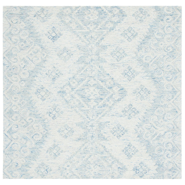 SAFAVIEH Micro-Loop MLP951A Handmade Ivory / Blue Rug Image 1